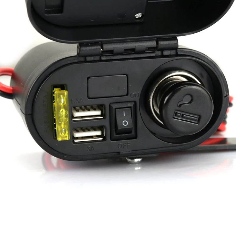 Водонепроницаемый мотоцикл прикуривателя Dual USB Автомобильное зарядное устройство Зарядное устройство с Вольтметр время Дисплей 5v 1A 2.1A Питание для мобильного телефона