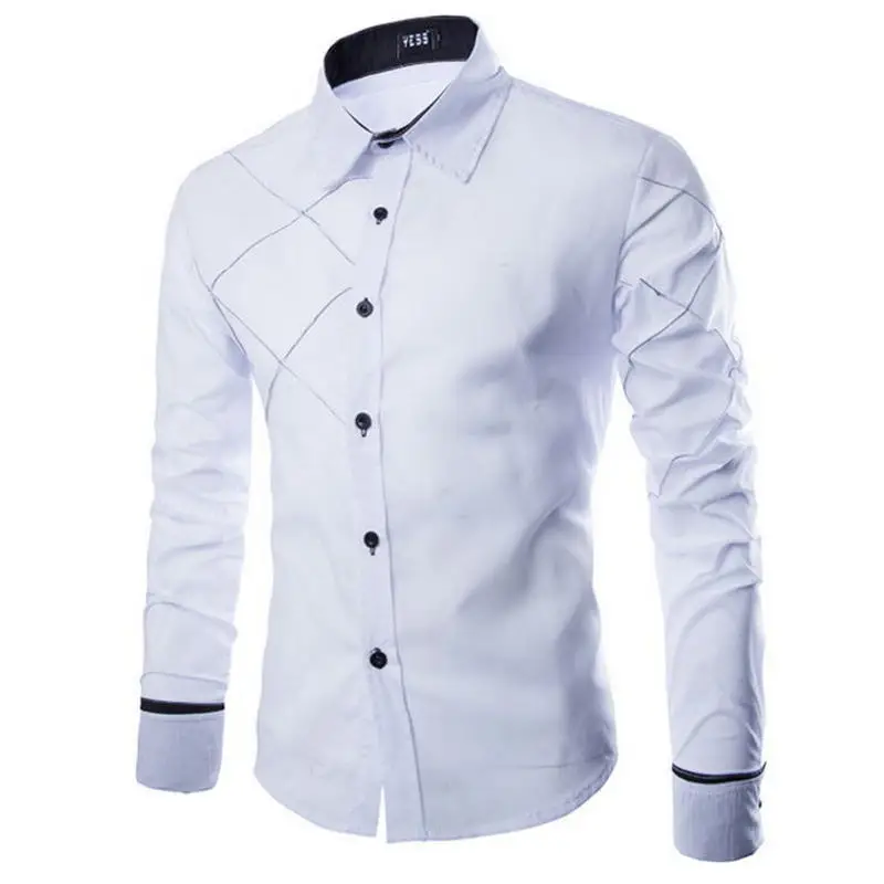 Новая модная брендовая мужская рубашка Camisa Masculina с длинным рукавом Корейская