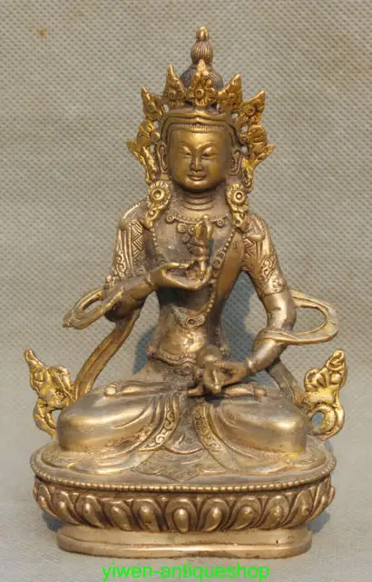 6' тибетский Буддизм Латунь Серебряный Сиденья Ваджрадхара Ваджрабхайравы