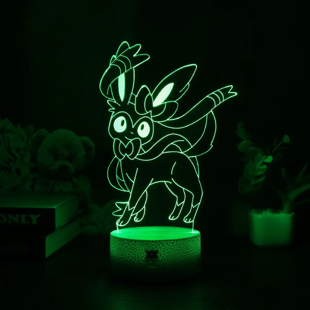 Популярная игра Покемон Eevee семейная серия 3D лампа USB мультфильм ночной Светильник СВЕТОДИОДНЫЙ 7 цветов Настольная лампа подарки для детей HUI YUAN бренд