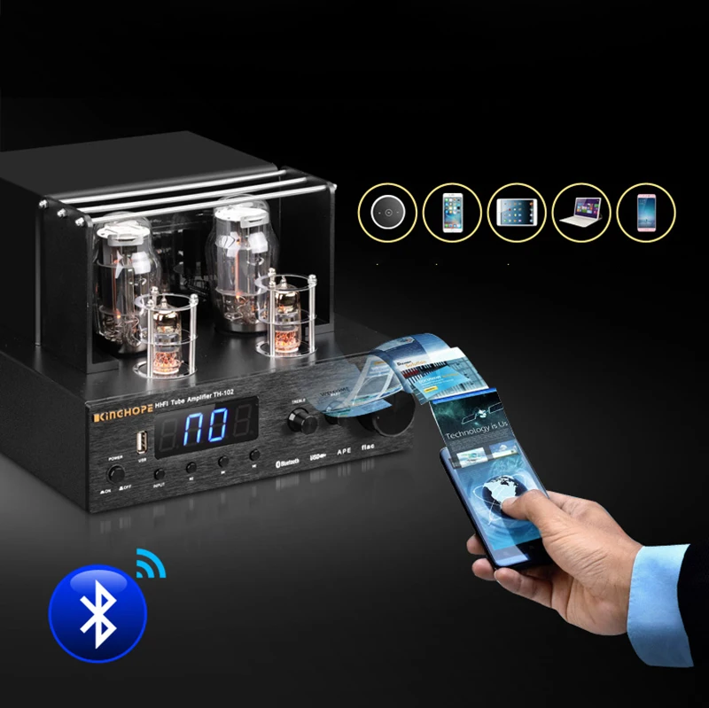 TH-102 оптический волоконный коаксиальный Bluetooth HiFi усилитель клапанной трубки 6N12+ 6F1 100W+ 100W Y