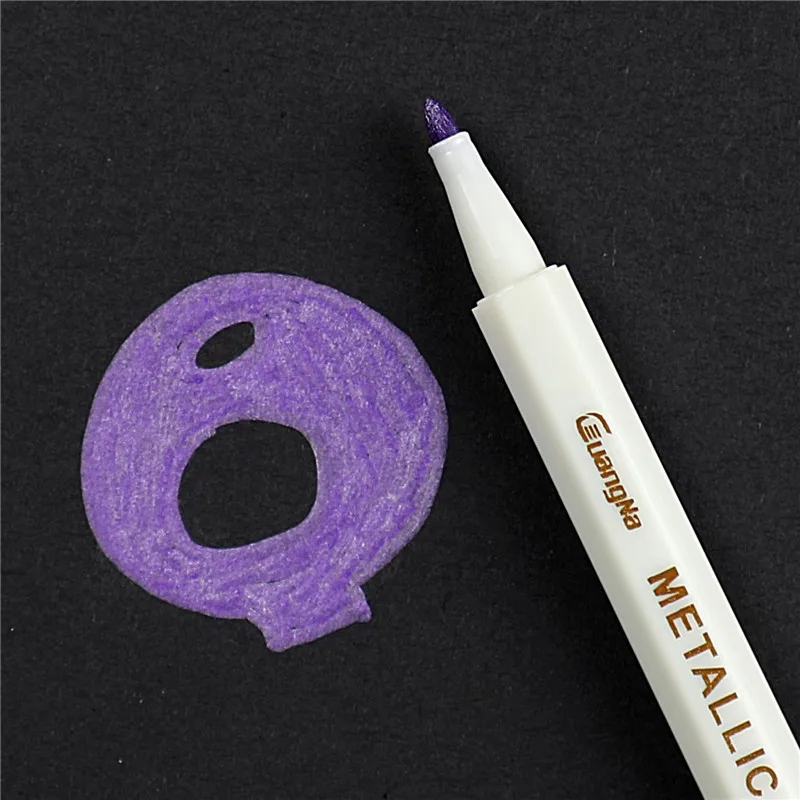 Purple 20 цветов металлическая Микрон ручка детальная маркировка металлический маркер для альбома черная бумага для рисования школьные товары для рукоделия белая краска ручка - Цвет: Purple