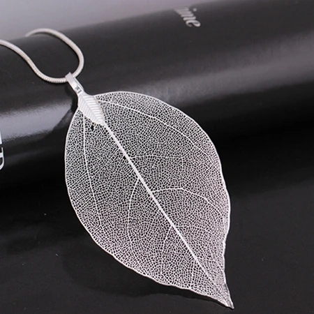 Silver Rinhoo модный свитер пальто ожерелье s дамы девушки Специальные Листья лист кулон ожерелье длинная цепь ювелирные изделия для женщин подарок - Окраска металла: Silver