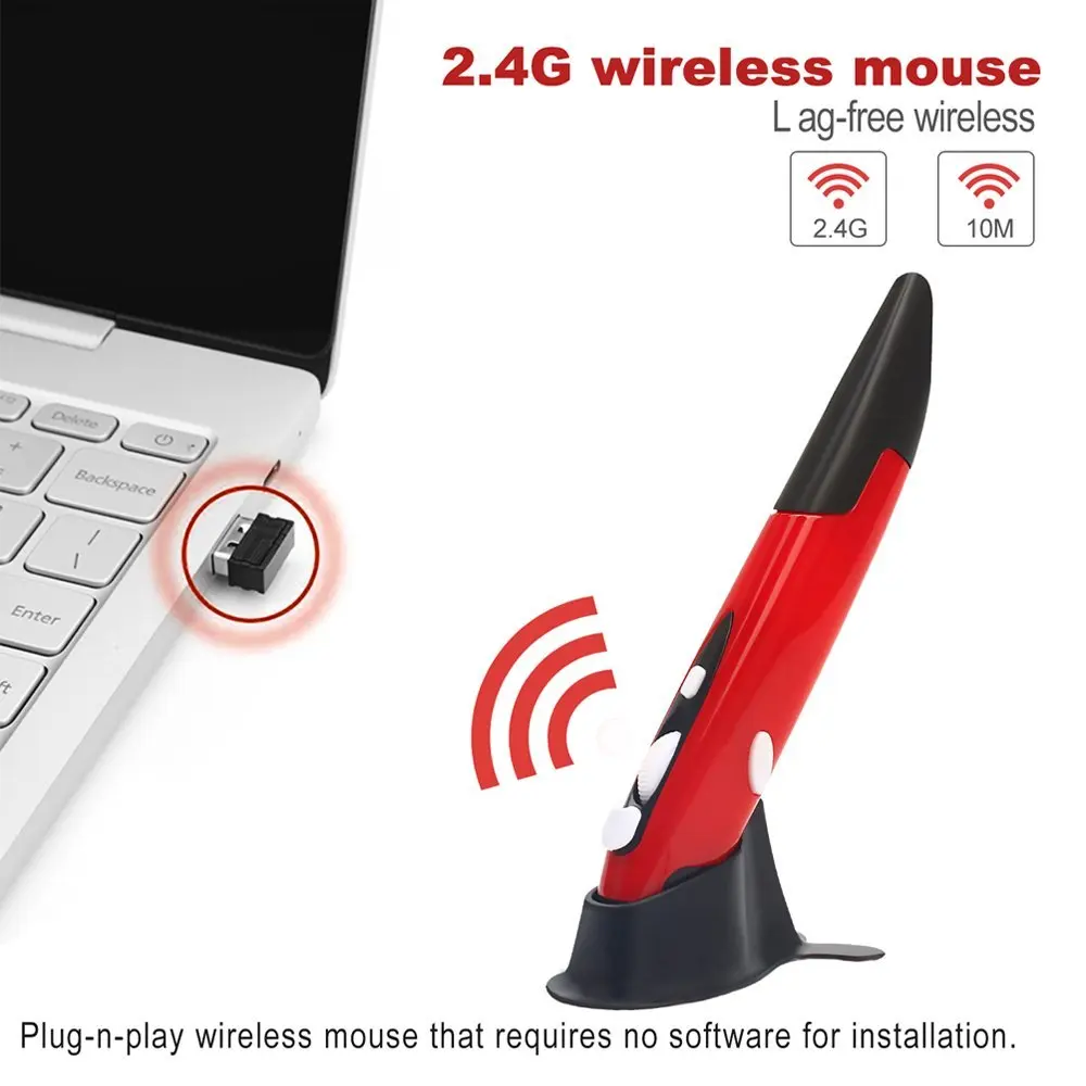 Портативный 2 4G беспроводной Регулируемый 800/1200/1600 DPI USB оптическая Ручка мышь с