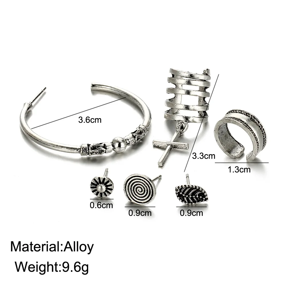 6 шт./компл. крест кулон полый лист креативная круглая серьга винтажный Модный