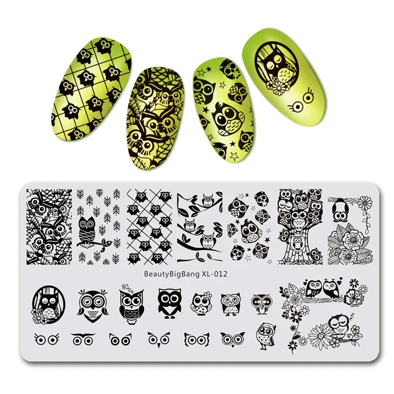 BeautyBigBang 1 шт. ногтей штамповки пластины Лето сова шаблон для ногтей пластины прямоугольник штамп для ногтей BBB XL-012