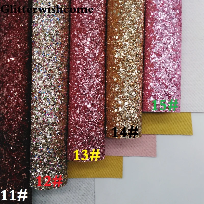 Glitterwishcome 30X134 см мини ролл винил для Луки, с эффектом блестящей кожи ткань с подходящей подложкой Луки, GM078