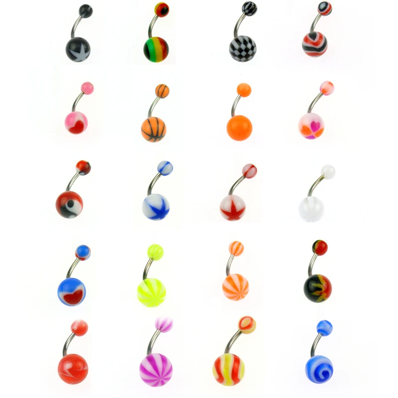 Цветовой гаммы из нержавеющей акрил мяч бар пупка кольцо|button modern|ring condombutton chrome |