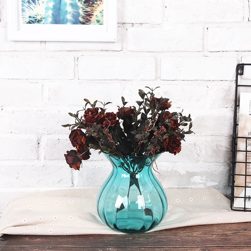 2 Pack Nordic minimalist glass vase color Transparent hand-flowered flower decoration living room dining | Дом и сад