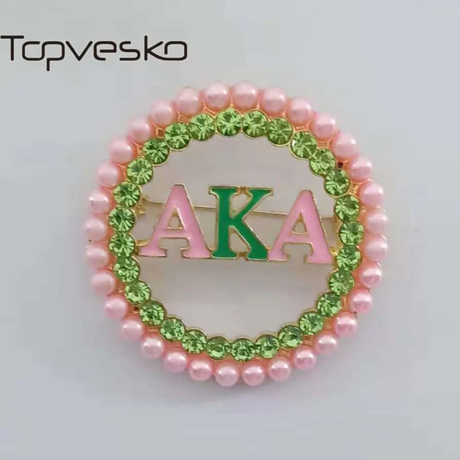 Pearl W stone Прямая новейший большой круглый альфакаппа Альфа из жемчуга золотого цвета Aka нагрудный знак брошь - Окраска металла: Pearl W stone