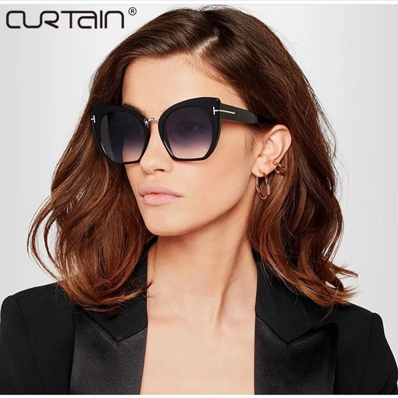 

2019 NEW Gradient Points Sun Glasses Tom High Fashion Designer Brands For Women Sunglasses Cateyes oculos feminino de sol