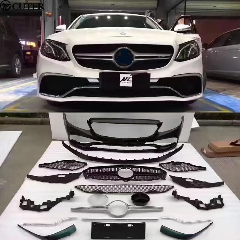 W213 E350 E63AMG стильный комплект кузова автомобиля PP Неокрашенный передний задний