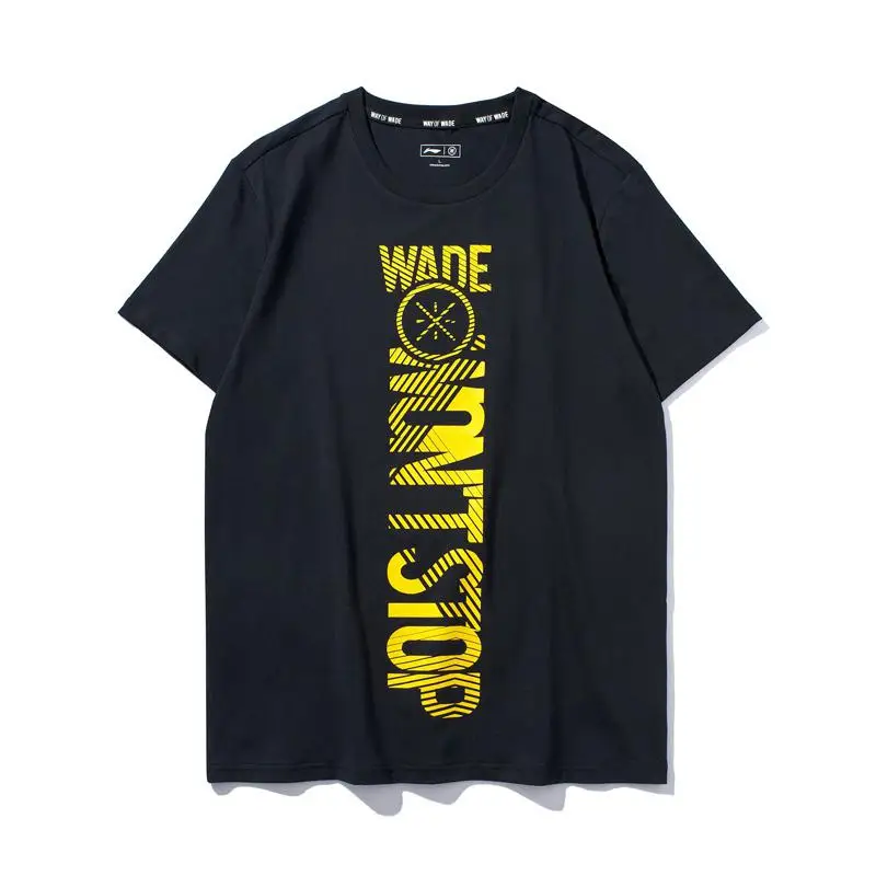 Li-Ning, Мужская футболка с коротким рукавом, серия Wade, 95% хлопок+ 5% спандекс, дышащая, обычная посадка, подкладка, спортивные футболки, AHSP183 CAMJ19 - Цвет: AHSP183-1H