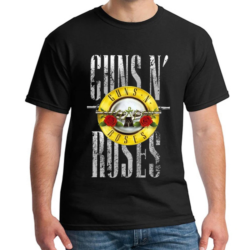 Мужская футболка с надписью Roses And Guns в стиле хип хоп короткими рукавами