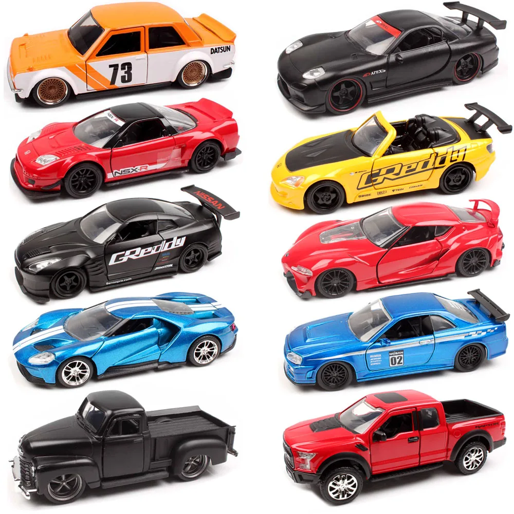 1:32 Масштаб Jada JDM тюнеры Ford GT Datsun 510 Chevy пикап Honda NSX Mazda RX 7 NISSAN Skyline R R35 литая гоночная