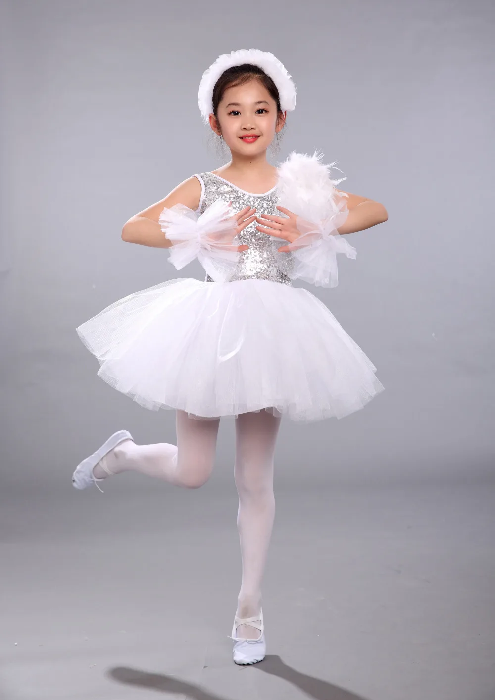 Новый детский балетный танцевальный костюм платье принцессы шифоновая юбка