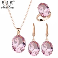 2022 top quality luxury rose gold pendent necklace engagement necklace sets cubic zircon for women bridal wedding earrings sets