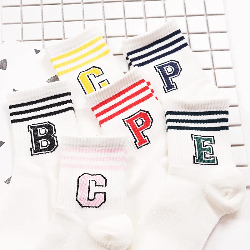 Хлопковые женские Носки три полосы случайные Япония Харадзюку sokken Calcetines Mujer