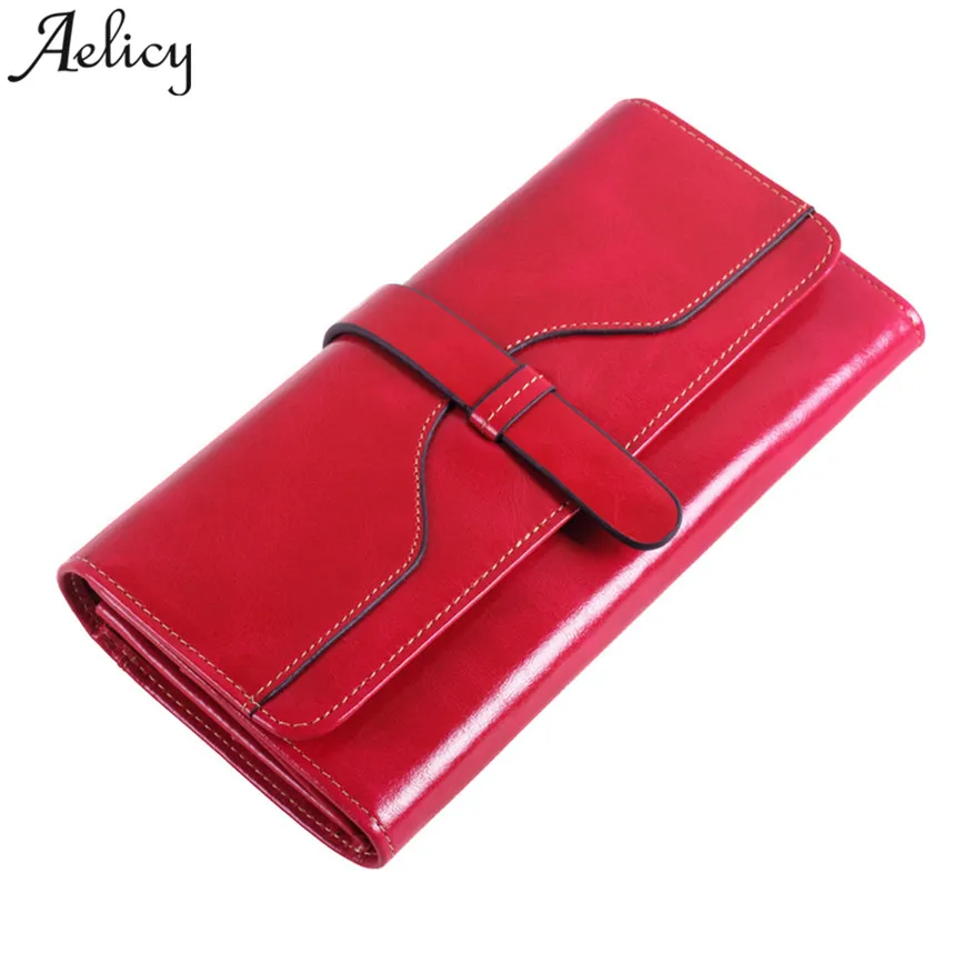 as shown Aelicy, модный длинный кошелек, женский, искусственная кожа, черный, мягкий, кошелек, женский, известный бренд, держатели для карт, на застежке, большая емкость, сумочка, S30 - Цвет: as shown
