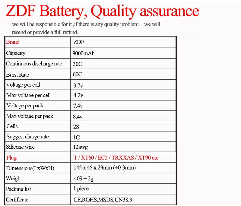 ZDF хорошее качество 7,4 V 9000mah 30C max60C 2S LiPo батарея для радиоуправляемого вертолета самолета автомобиля лодки Bateria AKKU Drone