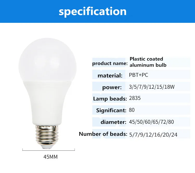 

LED E27 LED bulb AC 110V 220V 240V 18W 15W 12W 9W 7W 5W 3W Lampada LED Spotlight Table lamp Lamps light