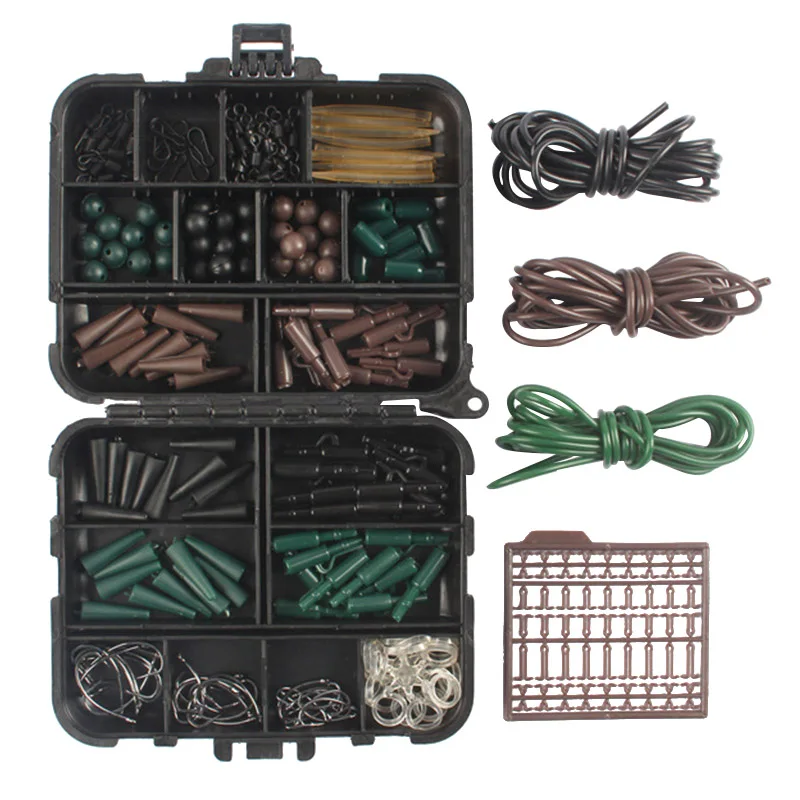 

187pcs/box Carp Fishing Tackle Set/Kit Safety Lead Clips Swivels Carp Outdoor Fishing Hooks Accessories Tackle Box
