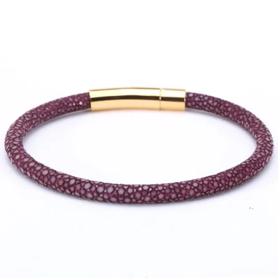 dark purple gold Эксклюзивный дизайн, браслет из натуральной кожи, браслеты из нержавеющей стали для женщин, роскошный браслет из кожи ската в Таиланде для мужчин, часы от бренда - Окраска металла: dark purple gold