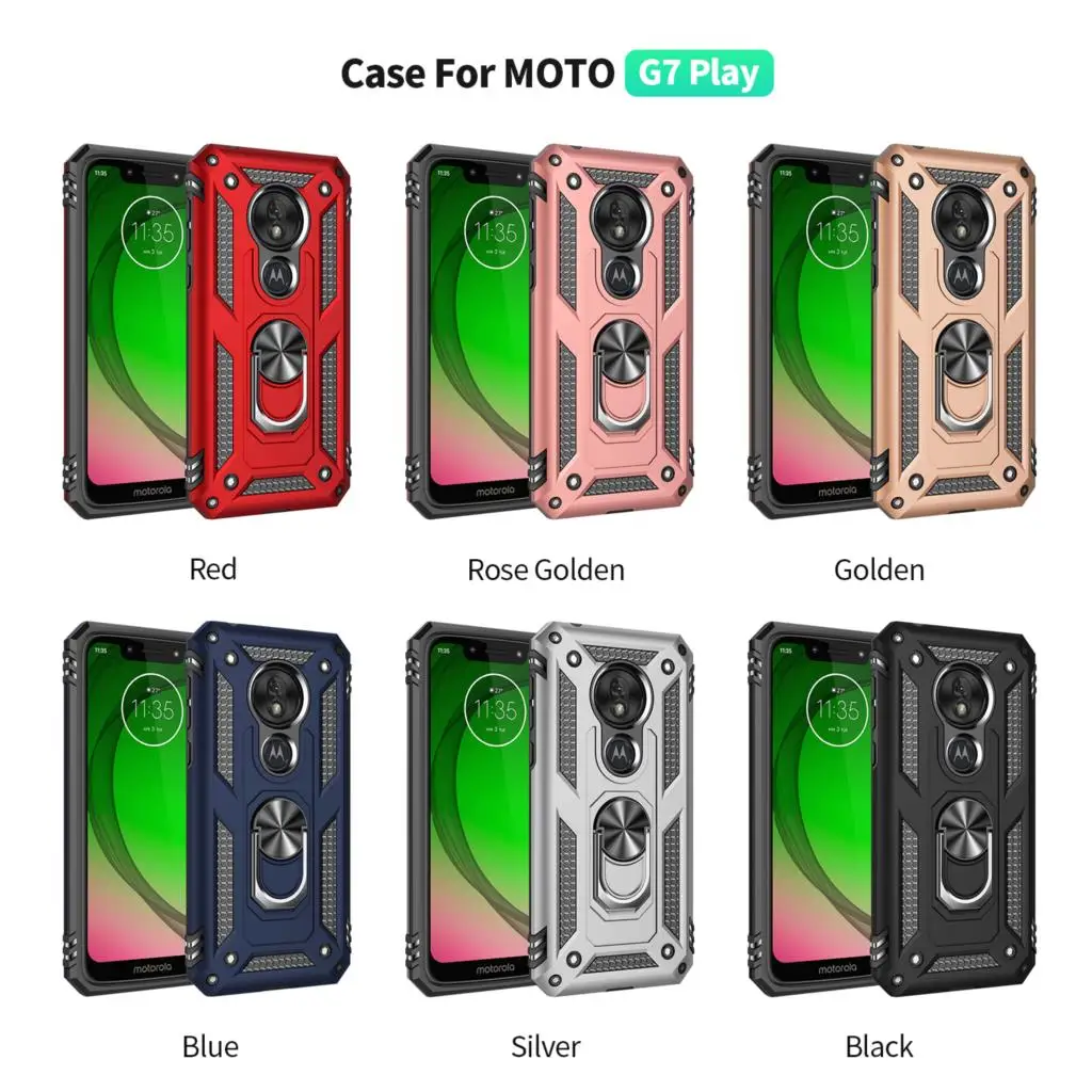 Противоударный армированный чехол с подставкой для Moto G7 магнитный держатель