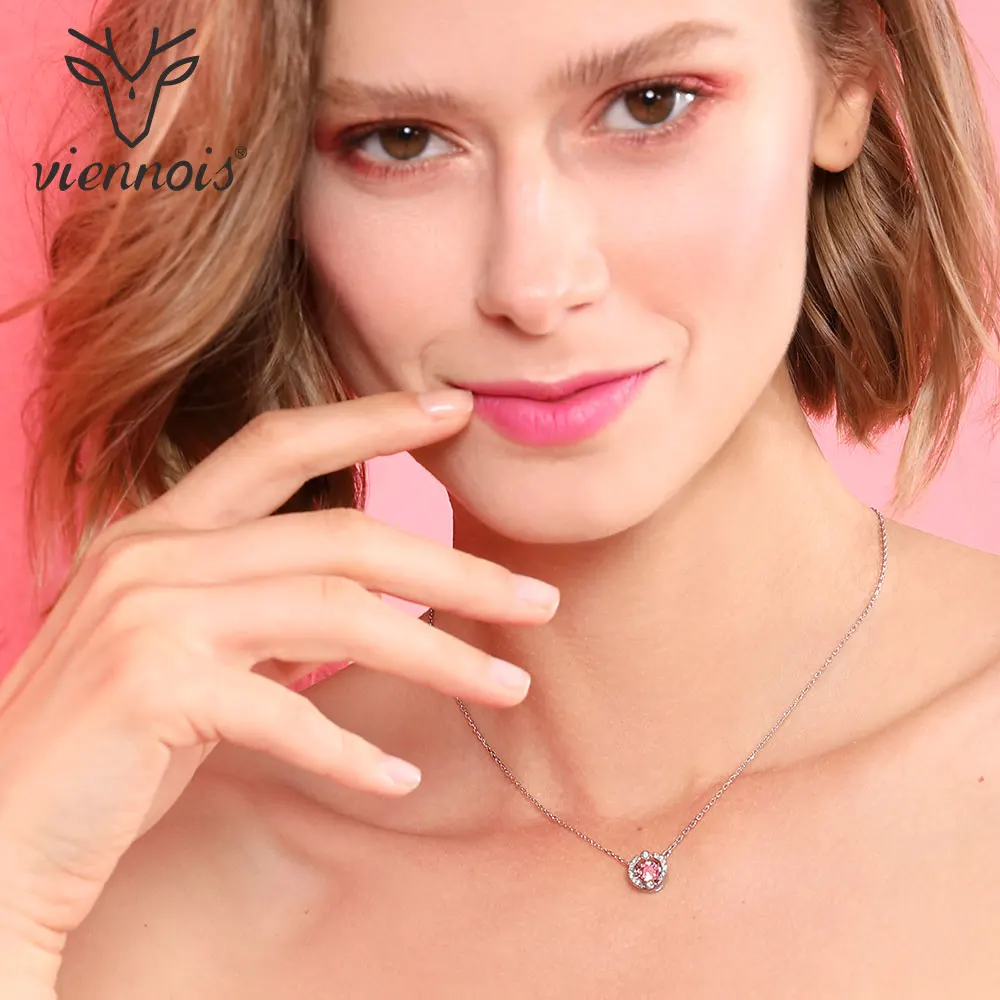 Viennois 925 пробы Серебряная цепочка Ожерелье движение Круглый Круг проложили Стразы кулон кристалл для женщин ювелирные изделия