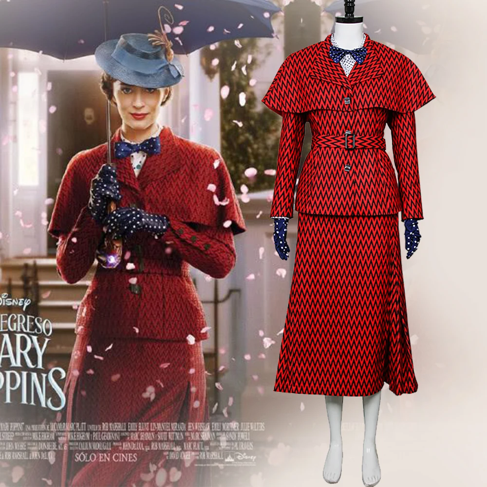 Новинка,, костюм Mary Poppins 2 Mary Poppins для косплея, женский плащ для няни, пальто, верхняя одежда женская полный комплект