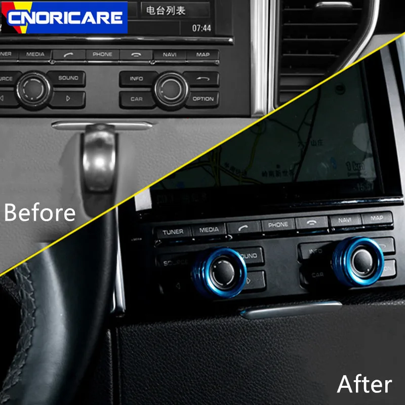 Car Styling Center Console Volume Knob Circle Decoration Sticker Trim For Porsche Panamera Cayenne Macan Aluminium Alloy Decals