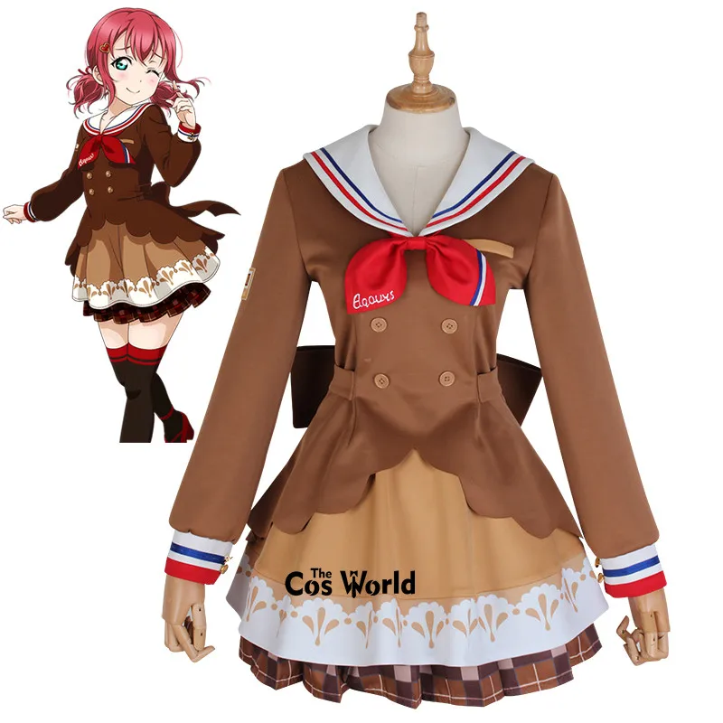 

Костюм для косплея Love Live Sunshine Aqours Kurosawa, школьная форма с рубиновым и шоколадным принтом, матросский костюм, аниме