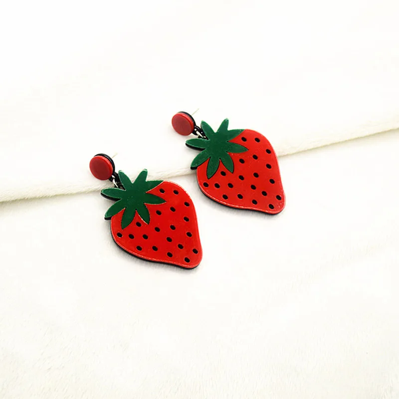 

Summer Drop Earrings For Women Fruit Banana strawberry watermelon Cherry Pendant Punk Cute Fashion Jewelry