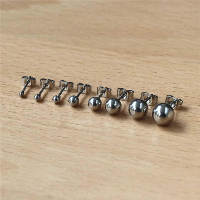 Q2 нержавеющая сталь 316 L Stud Серьги с шариками Shape вакуумное покрытие не выцветает