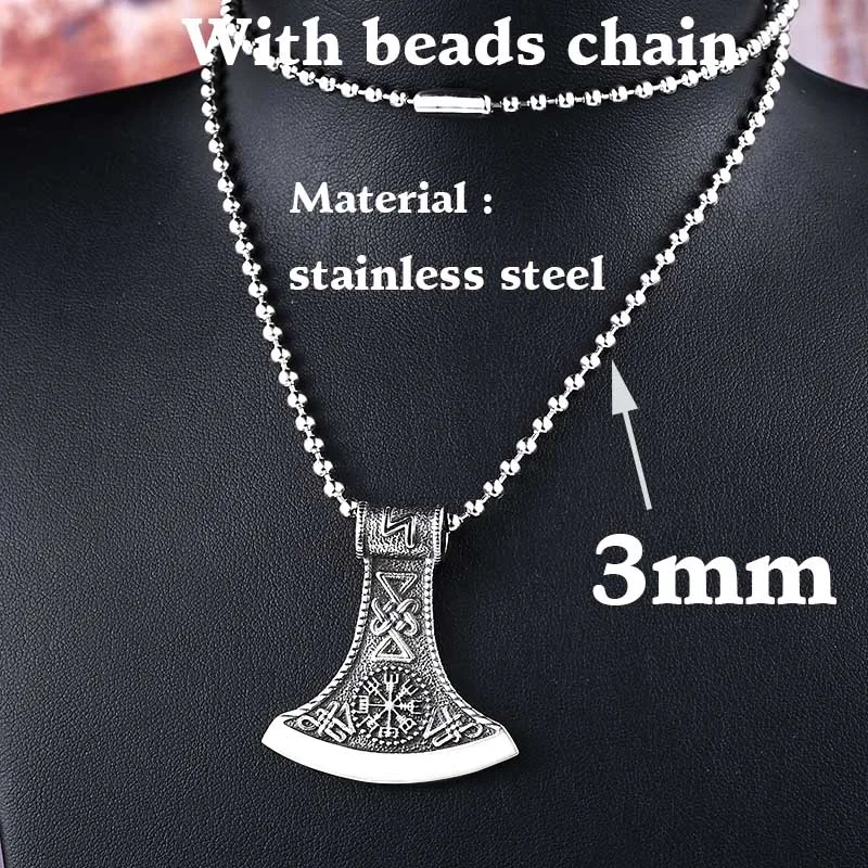 beads chain style Байер 316L из нержавеющей стали амулет кулон ожерелье подвеска в виде топора в стиле легендарных викингов кулон с рунами vikingnorth ювелирные изделия-талисманы - Окраска металла: beads chain style