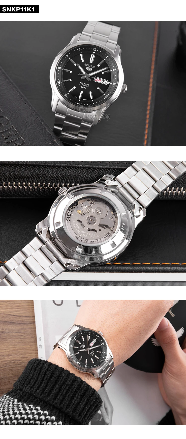 Seiko часы мужские 5 автоматические часы Топ люксовый бренд спортивные мужские часы набор Мужские часы водонепроницаемые часы relogio masculino SNZG15J1