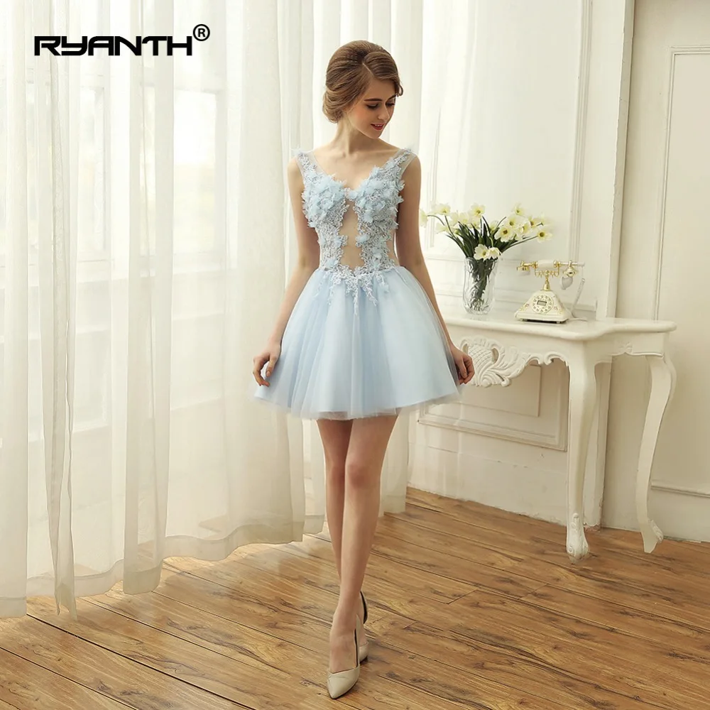 Ryanth женское Прозрачное цветочное мини-Выпускные платья из тюля для выпускного