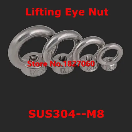 

6pcs M8 Lifting Eye Nuts SUS304 Stainless steel Round Rings Hook nut Female Thread DIN582