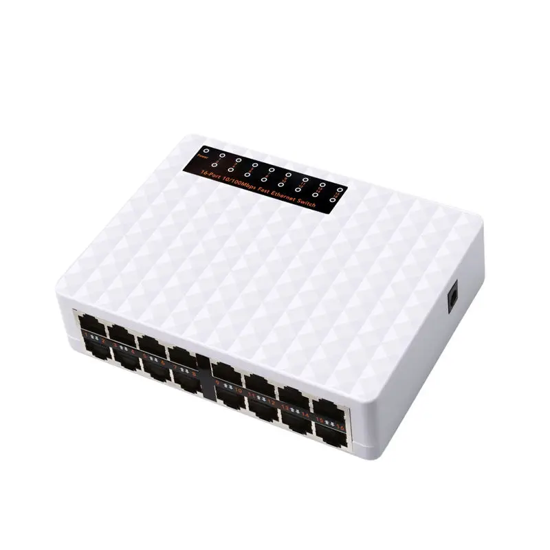 Diewu 16 Порты и разъёмы Gigabit Ethernet сетевой коммутатор 10/100 Мбит/с Настольный