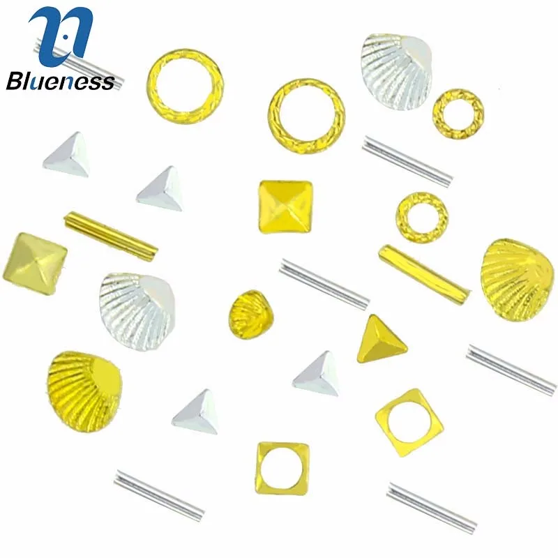 Blueness 1 кор./лот Стразы для дизайна ногтей популярные золотые Серебристые микс графический дизайн талисманы Маникюр украшение ногти "сделай сам" ZP262