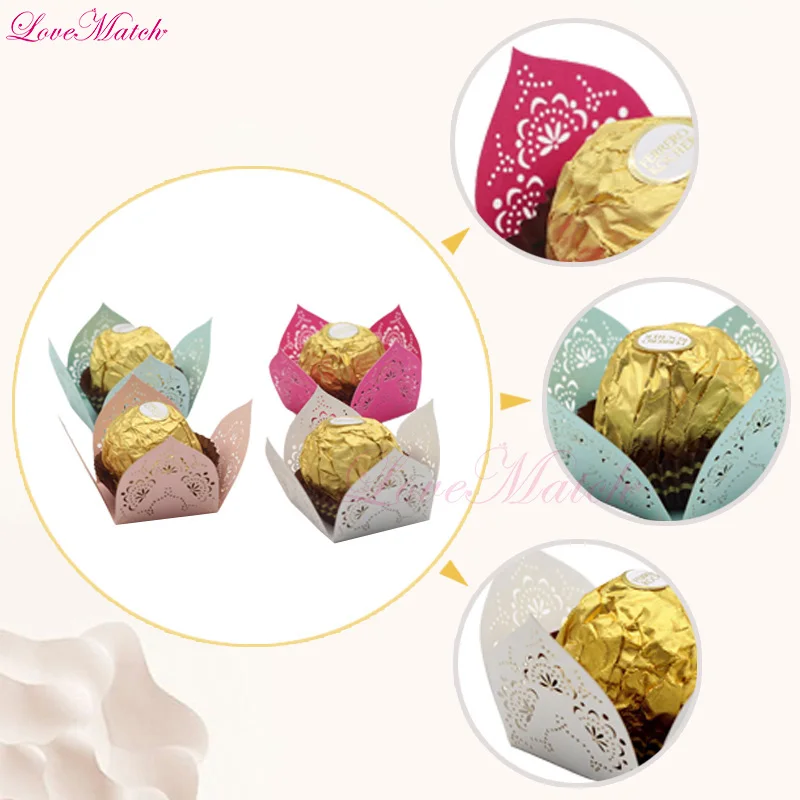 50 шт./лот с цветами лазерной резки точка моноблок Baby Shower коробка конфет свадебный