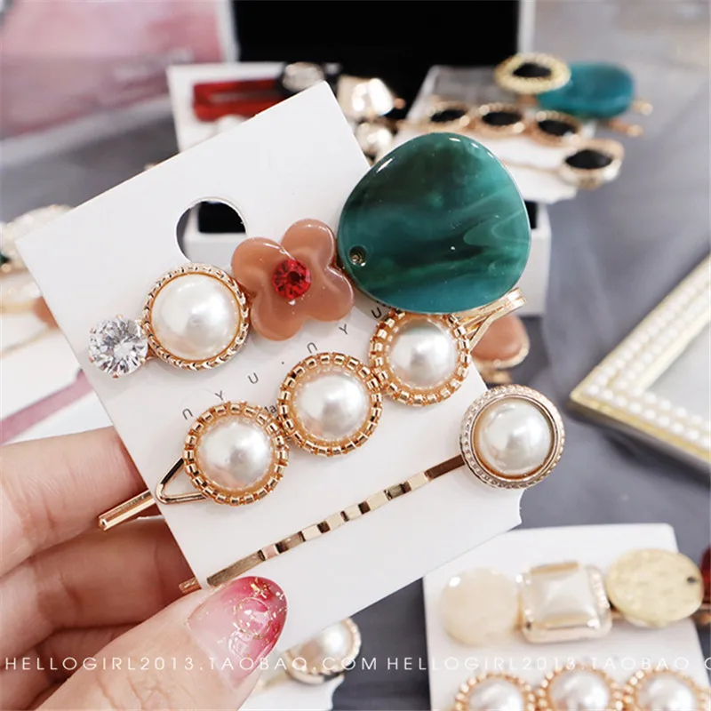 3 шт./компл. заколка для волос в Корейском стиле из смолы и жемчуга Элегантные