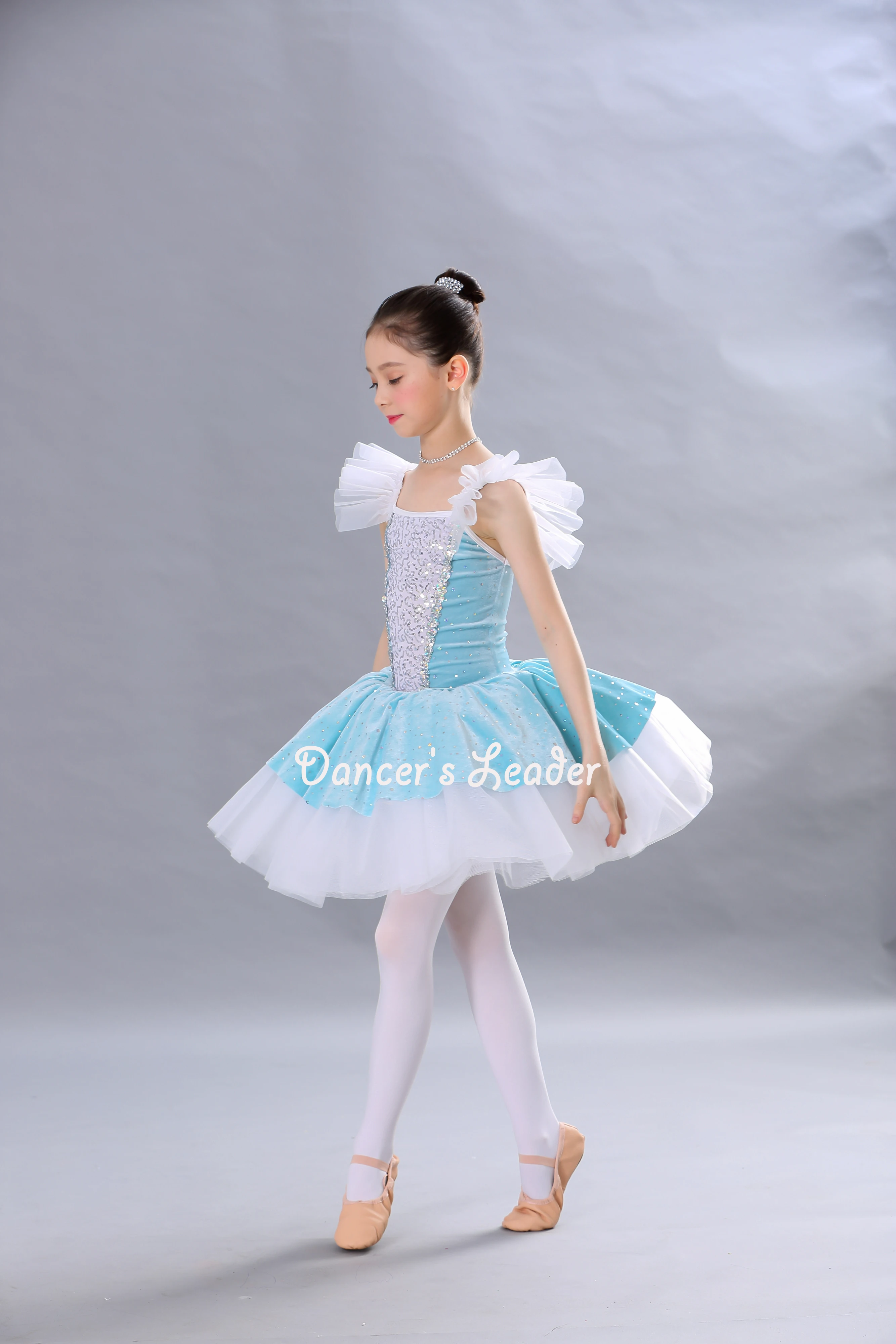 Новинка 2019 синее блестящее детское платье балетная юбка-пачка для девочек костюм