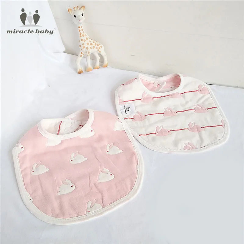 Pink rabbit 1 шт. Двусторонний хлопок марлевые детские нагрудники 6 слоев все сезоны младенческой унисекс Одежда Аксессуары - Цвет: Pink rabbit
