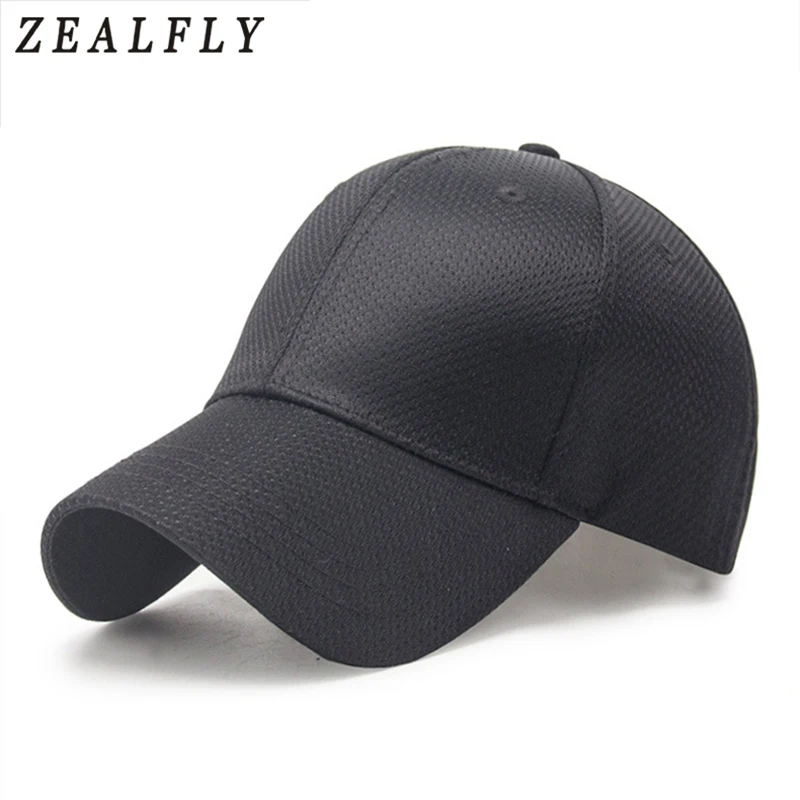 Summer Black Men Women Snapback Cap Sun Hat Visor Hip-Hop Bone Breathable Chapeu Casual Mesh Solid Baseball Caps | Аксессуары для