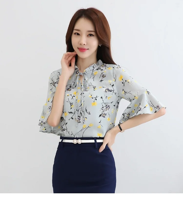 Женская шифоновая рубашка с коротким рукавом модная Свободная размера плюс