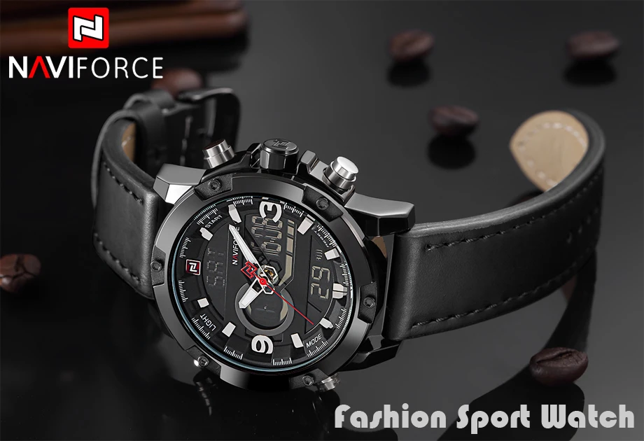 NAVIFORCE Мужские часы с кожаным ремешком Аналоговые кварцевые наручные часы модные спортивные армейские часы мужские часы Relogio Masculino
