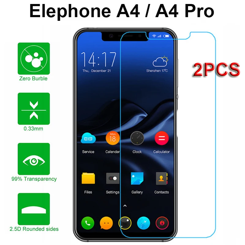 

2PCS Ultra-thin Mobile Phone Film For Elephone A4 Screen Protector Protective Glass Protector For Elephone A4 Pro Tempered Glass