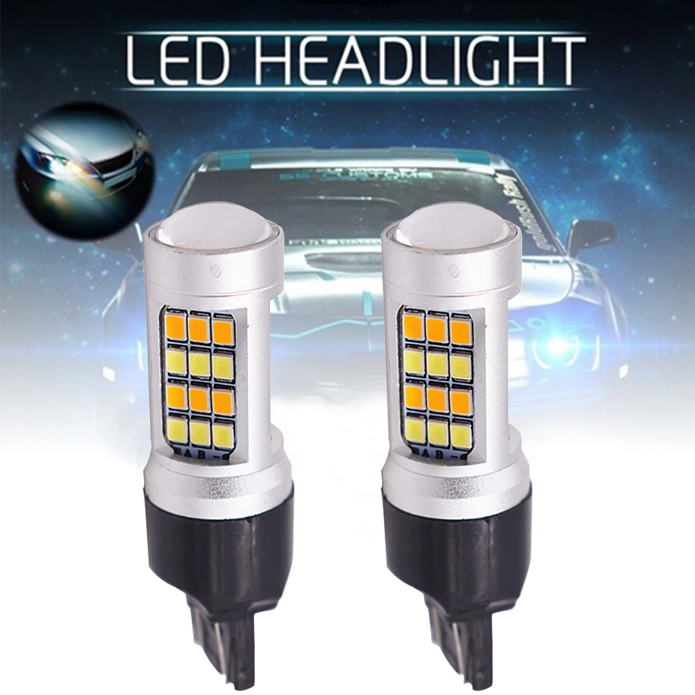 2x T20 7443 42 SMD 2835 накаливания дневного вождения двухцветный мигающий фонарь УФ