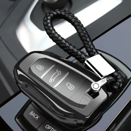 black with keychain Автомобильный ключ чехол из мягкого ТПУ с Смарт дистанционные брелки для ключей в виде ракушки подходит для peugeot 3008 4008 5008 Citroen C4 C4L C6 C3-XR - Название цвета: black with keychain